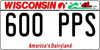 WI license plate 600PPS