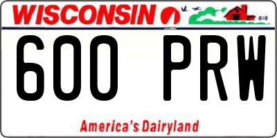 WI license plate 600PRW