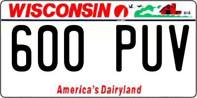 WI license plate 600PUV