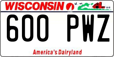 WI license plate 600PWZ
