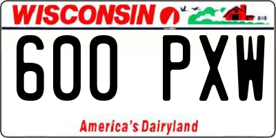 WI license plate 600PXW