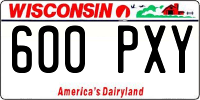 WI license plate 600PXY