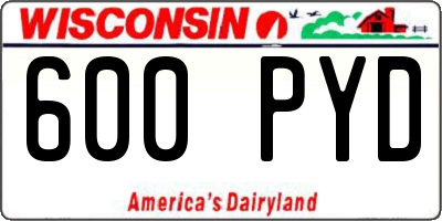 WI license plate 600PYD