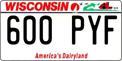 WI license plate 600PYF