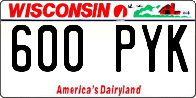WI license plate 600PYK