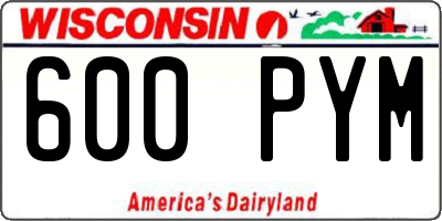 WI license plate 600PYM