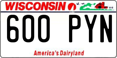 WI license plate 600PYN