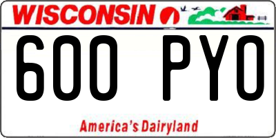 WI license plate 600PYO