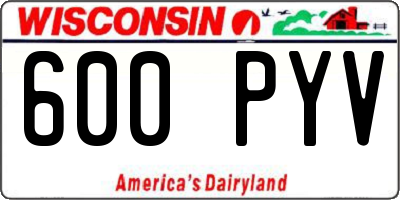 WI license plate 600PYV