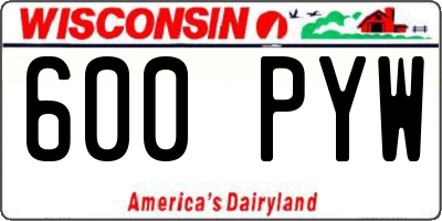 WI license plate 600PYW