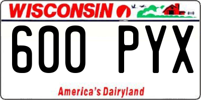 WI license plate 600PYX