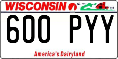 WI license plate 600PYY