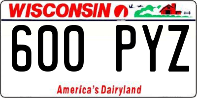 WI license plate 600PYZ