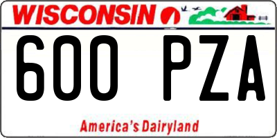 WI license plate 600PZA