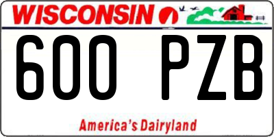 WI license plate 600PZB