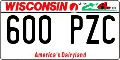 WI license plate 600PZC