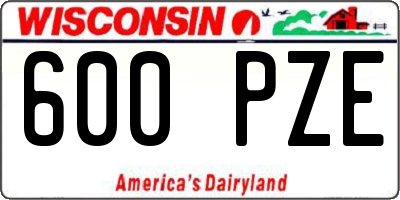 WI license plate 600PZE