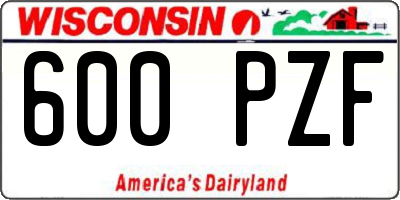 WI license plate 600PZF