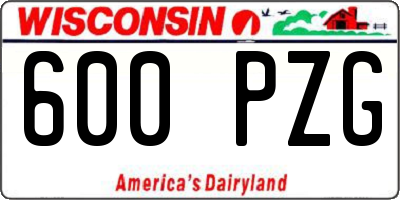 WI license plate 600PZG
