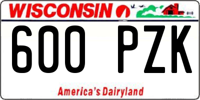 WI license plate 600PZK