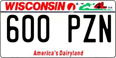 WI license plate 600PZN
