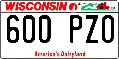 WI license plate 600PZO