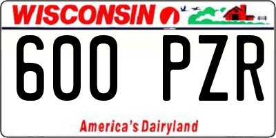 WI license plate 600PZR