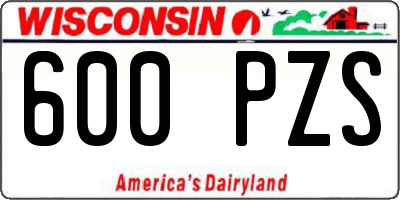 WI license plate 600PZS
