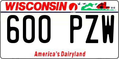 WI license plate 600PZW