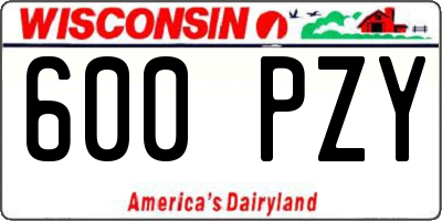 WI license plate 600PZY