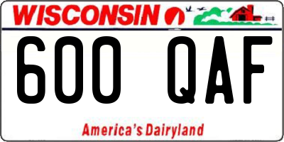 WI license plate 600QAF