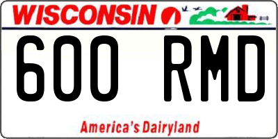 WI license plate 600RMD