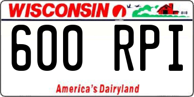 WI license plate 600RPI