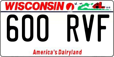 WI license plate 600RVF