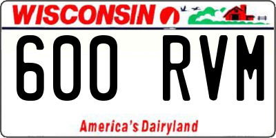 WI license plate 600RVM