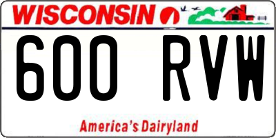 WI license plate 600RVW