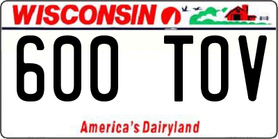 WI license plate 600TOV