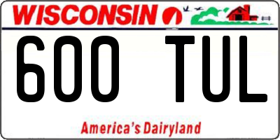 WI license plate 600TUL