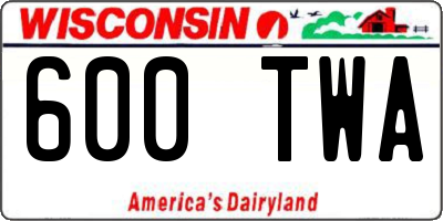 WI license plate 600TWA