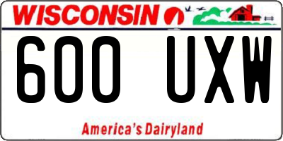 WI license plate 600UXW