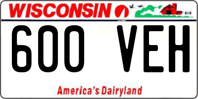 WI license plate 600VEH
