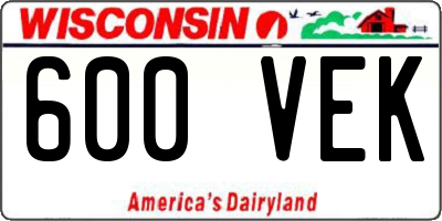 WI license plate 600VEK