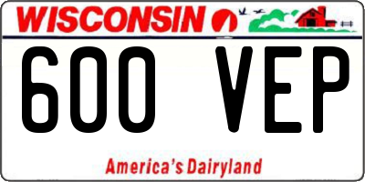 WI license plate 600VEP