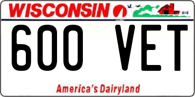 WI license plate 600VET