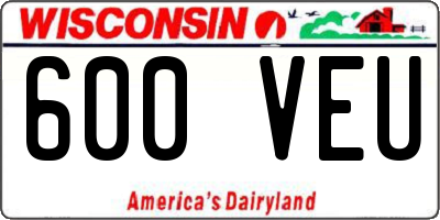 WI license plate 600VEU