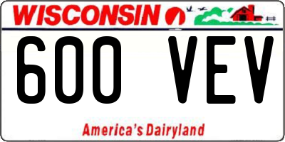 WI license plate 600VEV