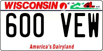 WI license plate 600VEW
