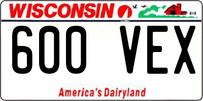 WI license plate 600VEX