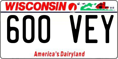 WI license plate 600VEY