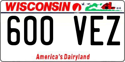 WI license plate 600VEZ